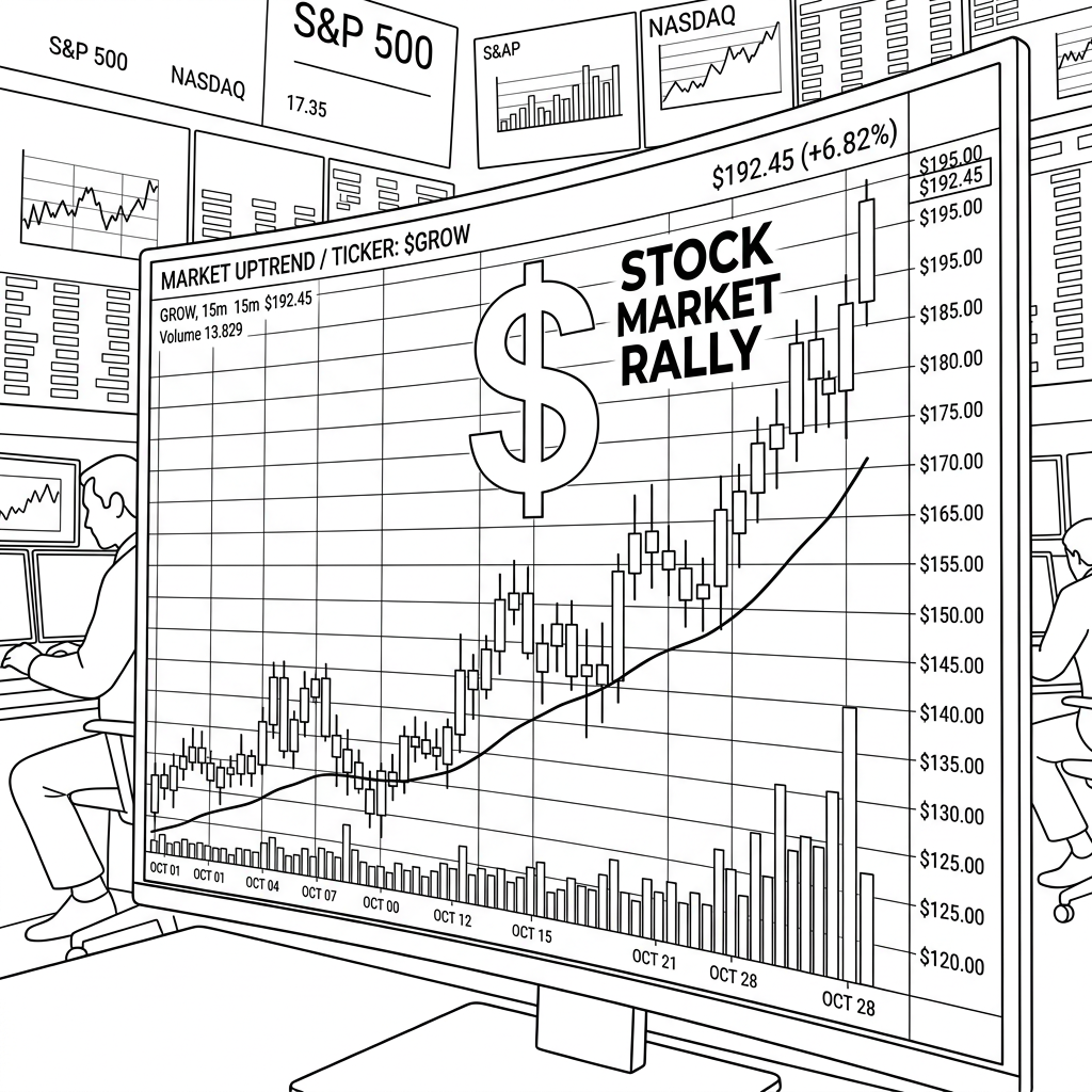 Rising stock chart with candlesticks and dollar symbol Rising stock chart with candlesticks and dollar symbol